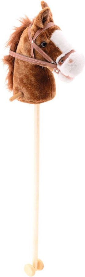 Johntoy Pluche stokpaardje oranje bruin 98 cm met geluid Paarden pony speelgoed Stokpaardjes stokpaarden