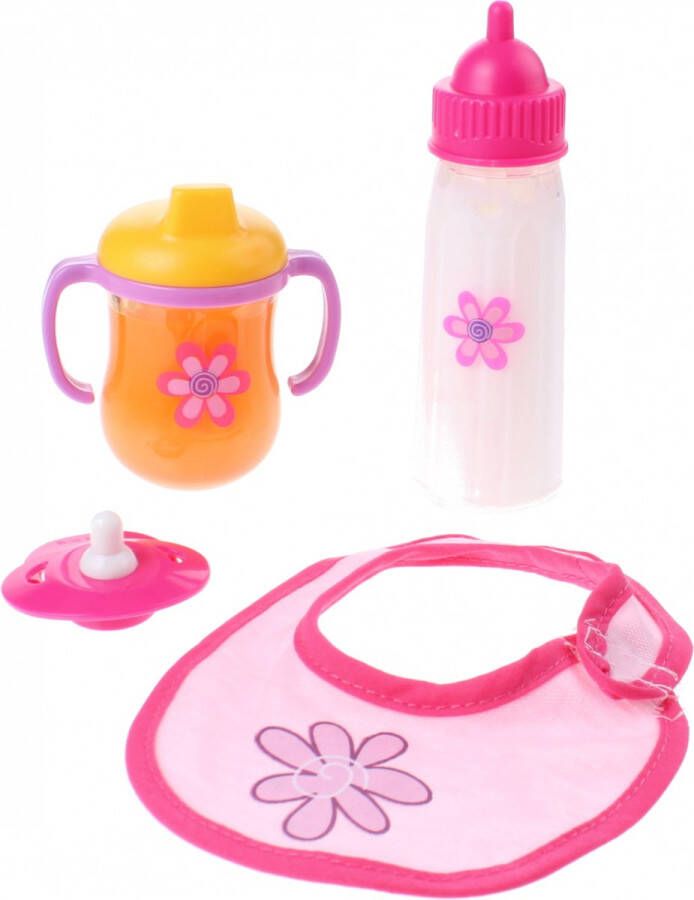 Johntoy poppenspeelset Baby Rose 4-delig roze