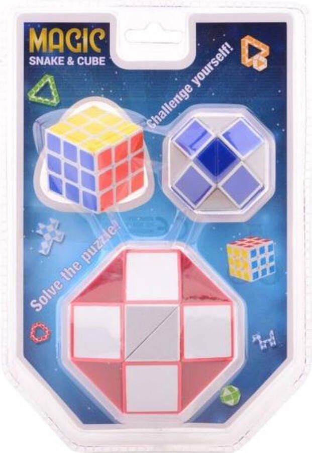 Johntoy puzzel Magische kubus en slang 3-delig groen