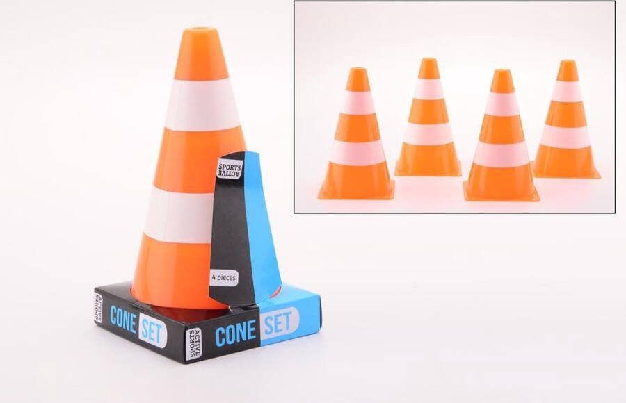 Johntoy pionnen Sports Active 4 stuks oranje met streep