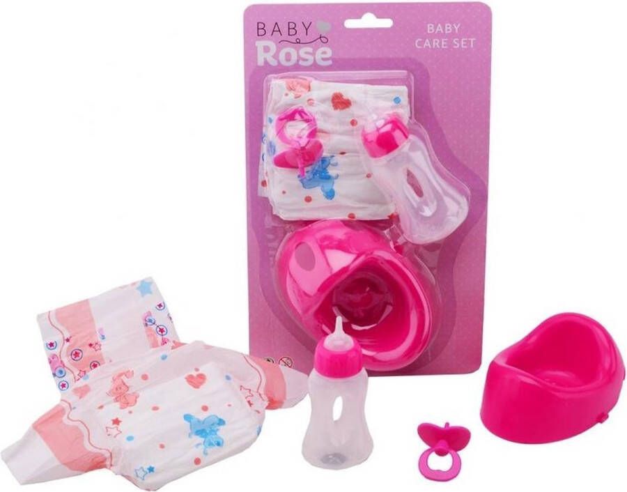 Johntoy Verzorgingset Baby Rose Meisjes Roze 4-delig