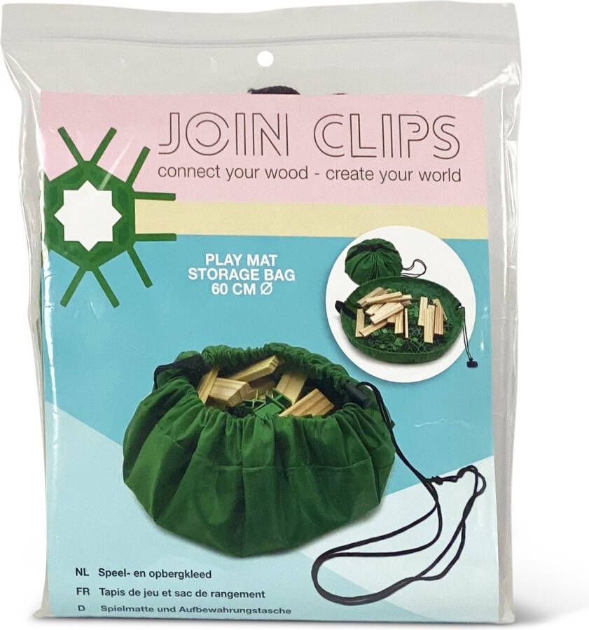 JOIN CLIPS : opbergzak speelkleed- 60 cm ø groen nylon kleed met trekkoord