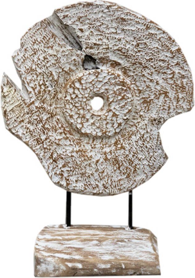 JoJo Living Woonaccessoires Ornamenten Suarhouten ornament Wood Erosie Whitewash Handgemaakt