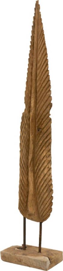 JoJo Living Woonaccessoires Ornamenten Teakhouten ornament Veer Bulu Handgemaakt