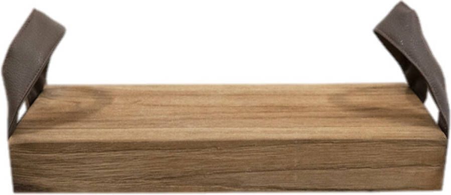 JoJo Living Woonaccessoires Serveerplank Teakhouten serveerplank Kulit 30 cm Handgemaakt