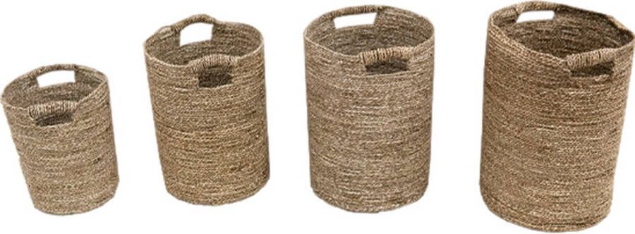 JoJo Livng JoJo Living Woonaccessoires Manden Mandenset Hilma Naturel Set van 4 Handgemaakt