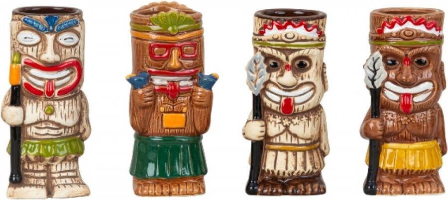 JOLEJA's Tiki Glazen – Tiki Mugs – Tiki Beker – Cocktail Glazen – Cocktailsets Longdrinkglas – Set van 4 tiki glazen