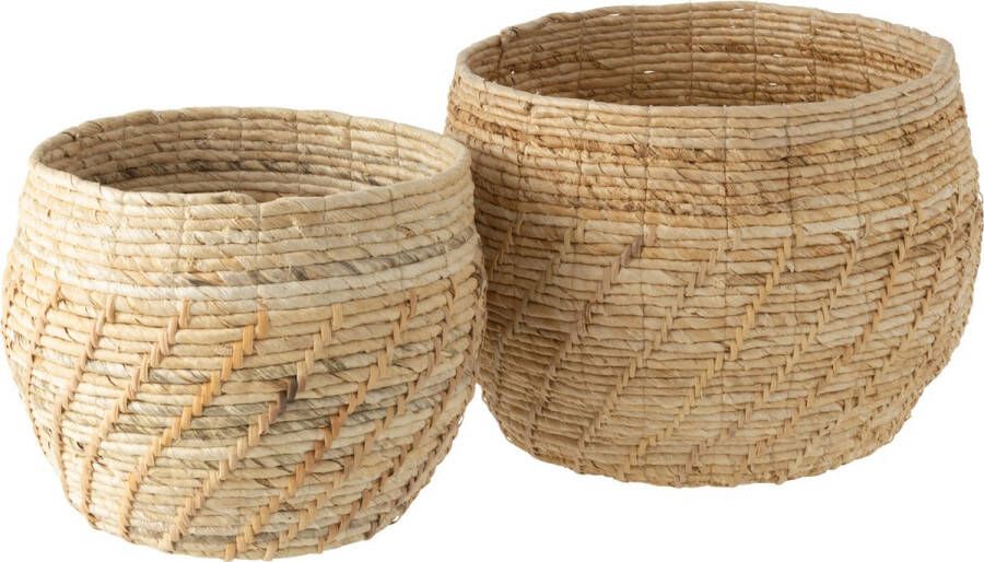 Jolipa J-line Set Van Twee Manden Raffael Rond Raffia Naturel 46x46x34cm