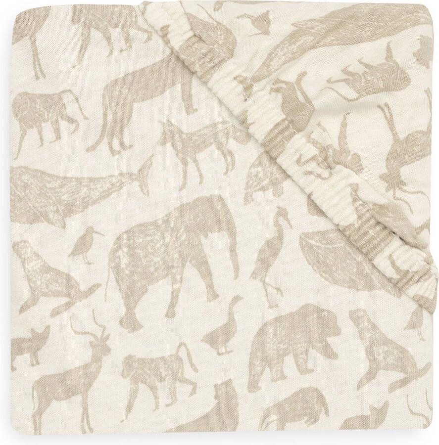 Jollein katoenen jersey wieg hoeslaken 40 50x80 90cm Animals Nougat