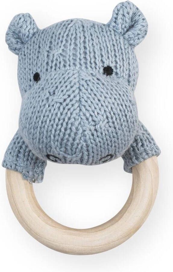 Jollein Bijtring met rammelaar Hippo Soft Blue