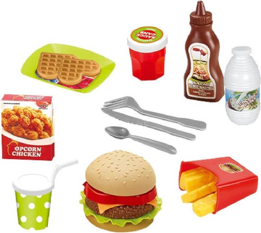 Jollity Works JollyLife Fastfood set Speelgoed keuken accessoires Large 24 delig