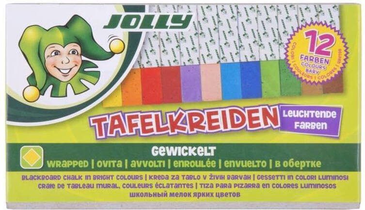 Jolly Schoolbordkrijt Vierkant Heldere kleuren 12 stuks