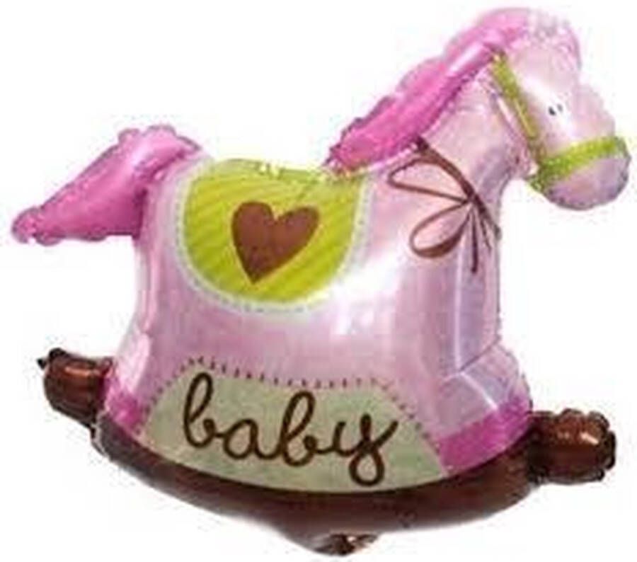 Joni's WInkel Folieballon Hobbelpaard roze 40x30cm