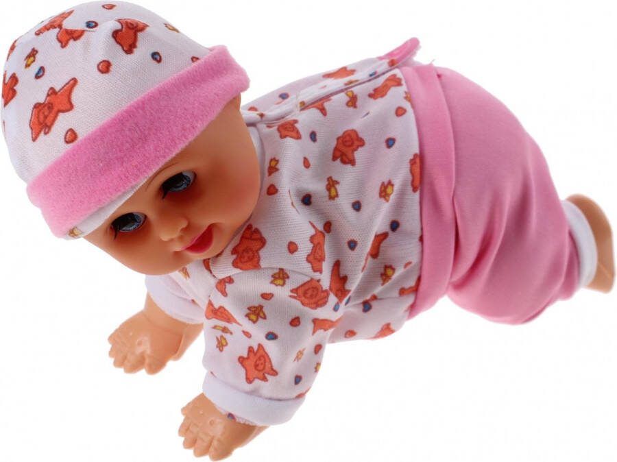 Jonotoys Kruipende Babypop wordt geleverd in 4 verschillende outfits