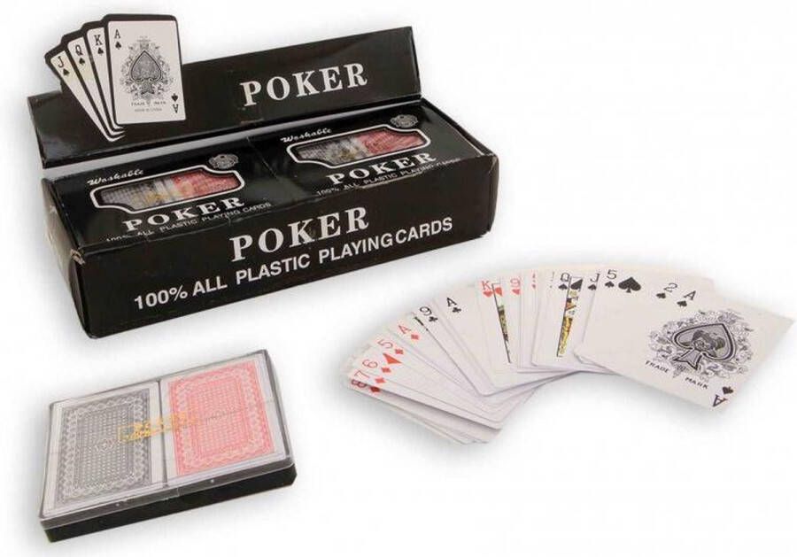 Jonotoys Speelkaarten Poker Rood zwart 2 stokken