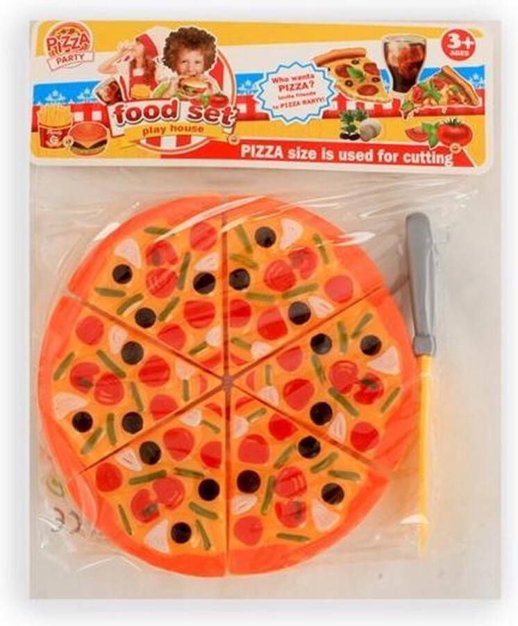Jonotoys Speelset Pizza 16 Cm Rood oranje 7-delig