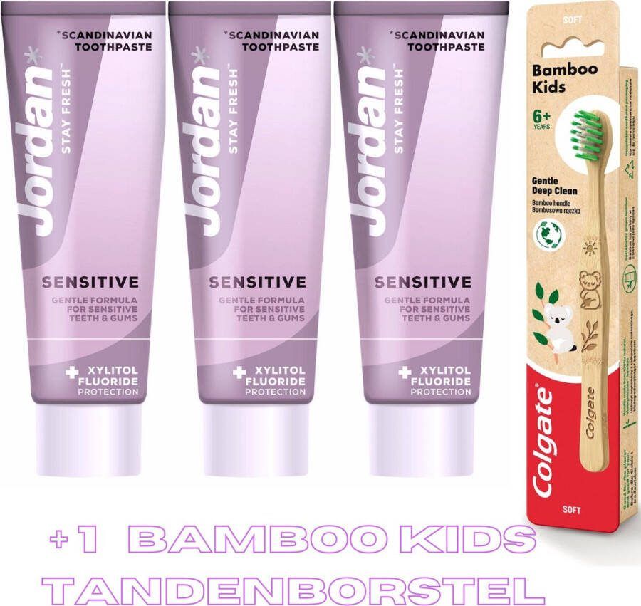 Jordan 3x Tandpasta Sensitive 75 ml Tandpasta voor Gevoelige Tanden en Tandvlees Geeft Verlichting