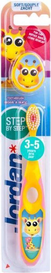 Jordan Step By Step 2 4x Tandenborstel (3-5 jaar) Kleur Roze Geel met 2x Tandpasta 0-5 jaar