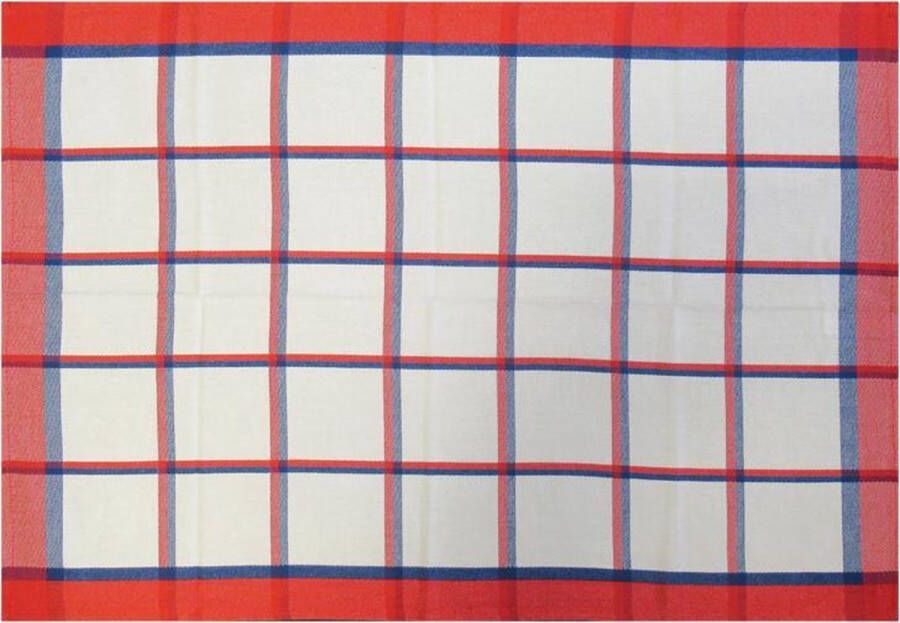Jorzolino Blockstripe Theedoek (12 Stuks) 50x70 cm Red Blue