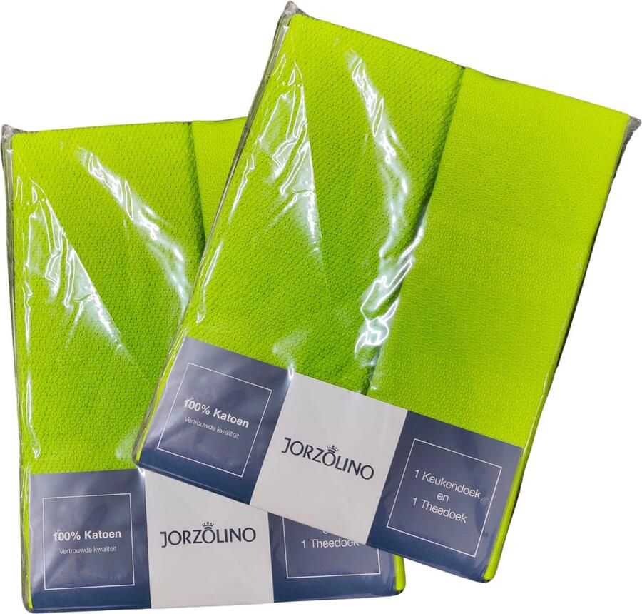 Jorzolino Elias Jozolino Keukendoek en Theedoek Lime groen 2 sets