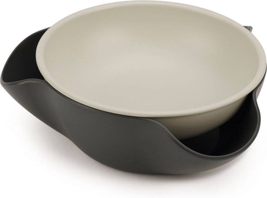 Joseph Double Dish 2 in 1 Snackkom met Afvalbakje Grijs Wit