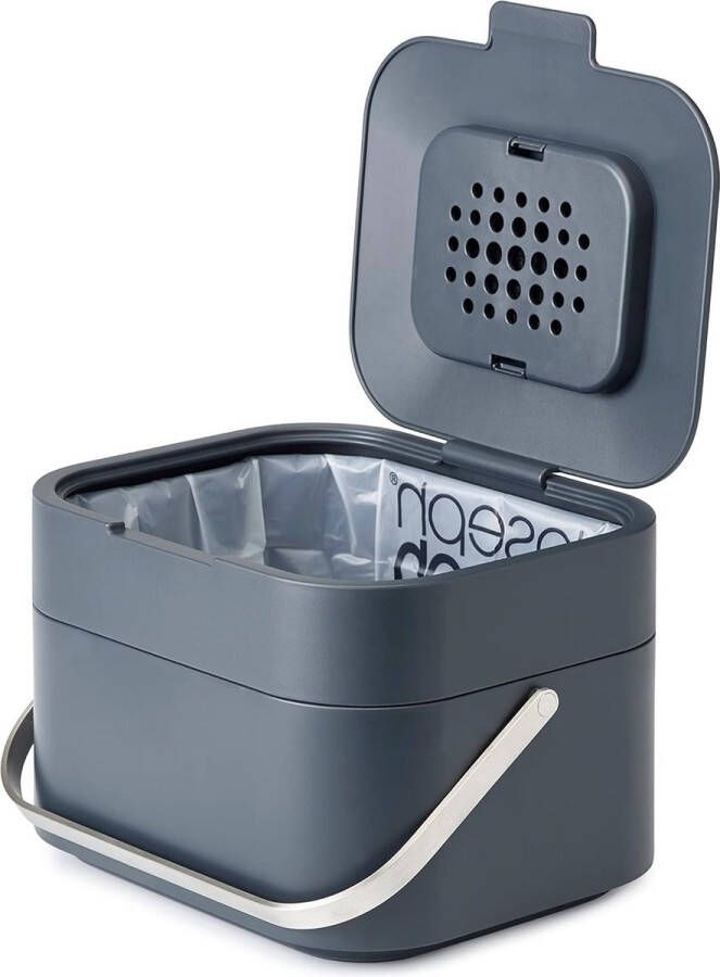 Joseph Intelligent Waste Stack 4 Keuken Voedselafval Compost Caddy Recycling Bin met Geurfilter 4 Liter 1 Gallon- Grafiet