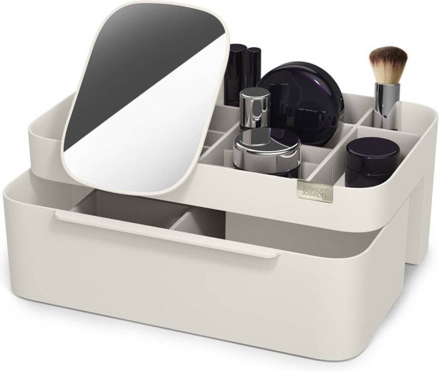 Joseph Viva Make-up Organizer met Verwijderbare Spiegel Kunststof Beige