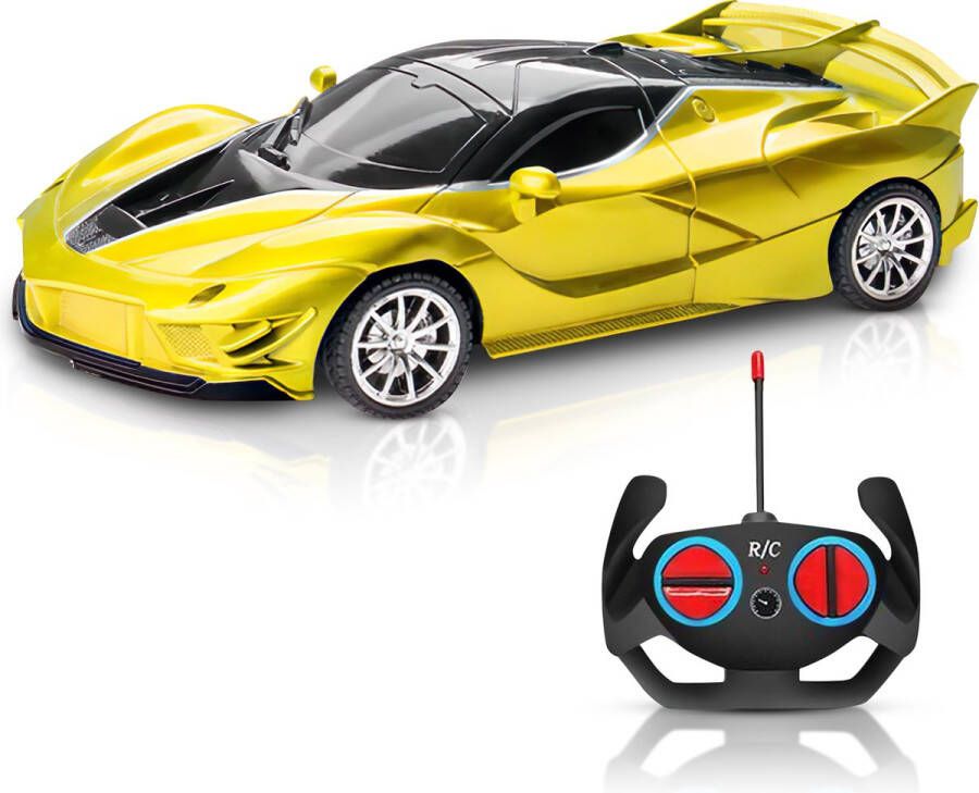 Jotechs RC Auto Race Speelgoedauto Geel RC Auto Geschikt Voor Kinderen Vanaf 3 Jaar Nieuw Model 2023