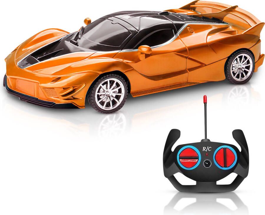 Jotechs RC Auto Race Speelgoedauto Oranje RC Auto Geschikt Voor Kinderen Vanaf 3 Jaar Nieuw Model 2023