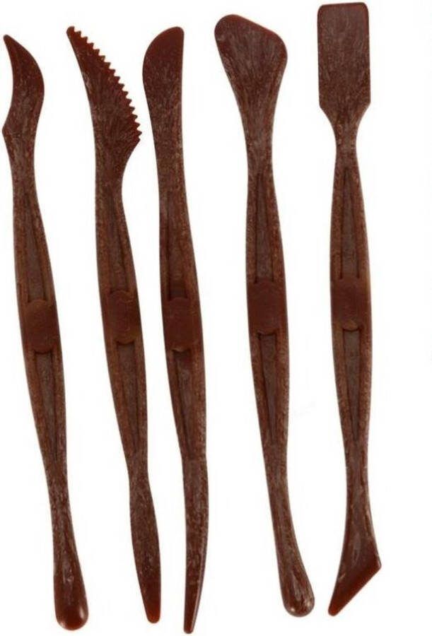 Gerimport Boetseergereedschap spatelset voor klei 5-delig kunststof Boetseerspatels Boetseermessen