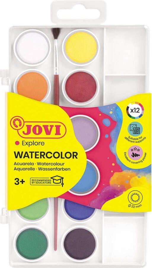 Jovi waterverf doos met 12 napjes + penseel