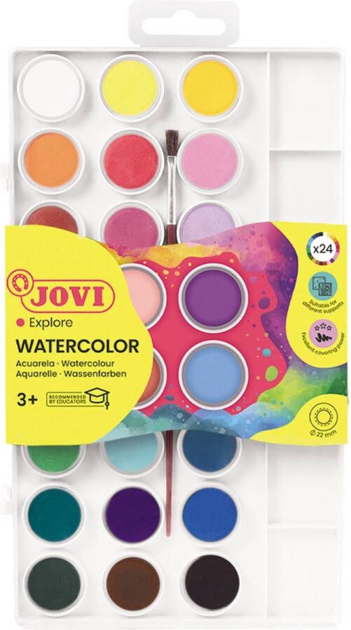 Jovi waterverf doos met 24 napjes + penseel
