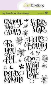 Joy CraftEmotions clearstamps A6 handletter En the day Super star Carla Kamphuis