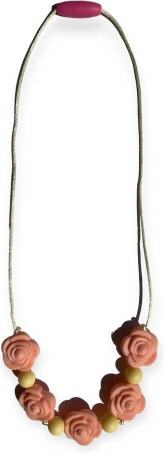 Joy Nino Kinderketting Bijtketting Roos Peach Geel