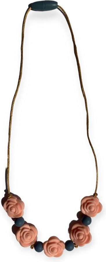 Joy Nino Kinderketting Bijtketting Roos Peach Grijs Groen