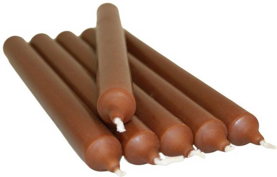 Joy of Balance 6x Bruine Tafelkaarsen 21cm Dinerkaarsen 8 Branduren Kandelaarkaarsen