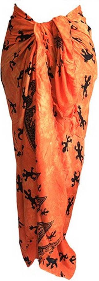 Joy of Balance Sarong Bali Gekko Sarong Oranje Pareo Hamamdoek Omslagdoek 150x115cm