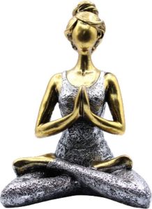 Joy of Balance Yoga Beeldje Vrouw Brons & Zilver 24cm Handgemaakt