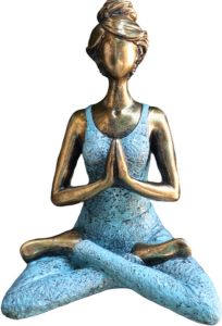 Joy of Balance Yoga Beeldje Vrouw Turquoise & Brons 24cm Handgemaakt