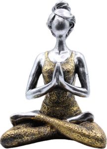 Joy of Balance Yoga Beeldje Vrouw Zilver & Goud 24cm Handgemaakt