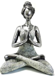 Joy of Balance Yoga Beeldje Vrouw Zilver & Wit 24cm Handgemaakt