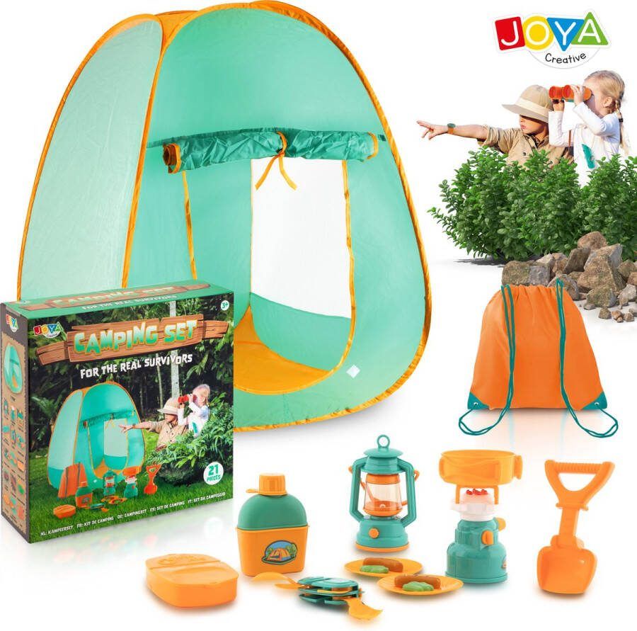 JOYA CREATIVE Camping Speelset met Pop-Up Speeltent en Overlevingsmaterialen Kamperen voor kinderen Buitenspeelgoed voor Kinderen Binnen en buitenspeelgoed