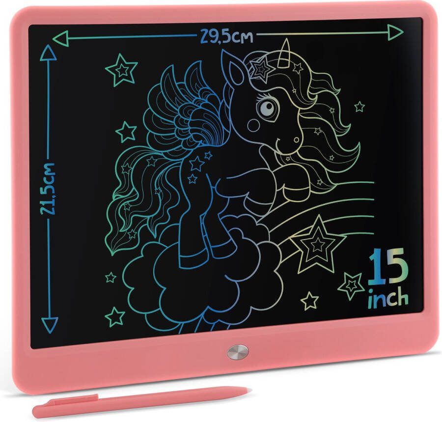 JOYA CREATIVE Digitaal Tekenbord 15 inch Roze Schrijfbord voor Kinderen LCD Tekentablet Grafische Tablet Kinderen Kindertablet