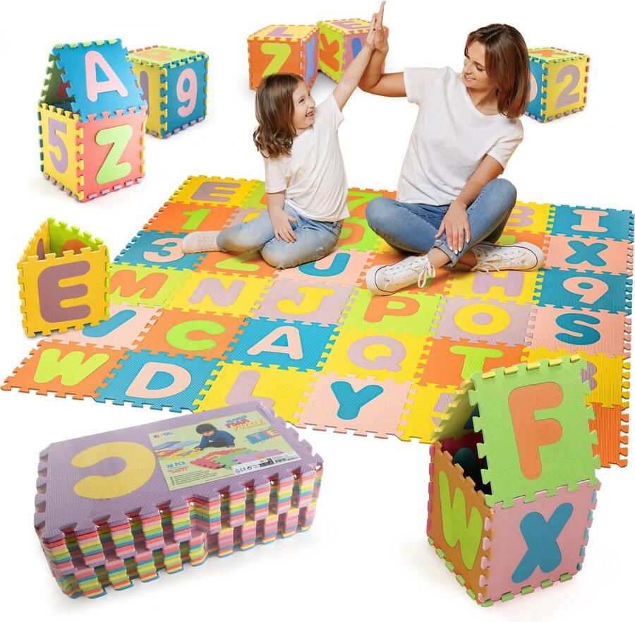 JOYA CREATIVE Speelmat XL Puzzelmat 86-Delig 180CM x 180CM EVA-FOAM Kleurrijk Ideaal voor gebruik in de speelkamer kinderkamer of zelfs buiten