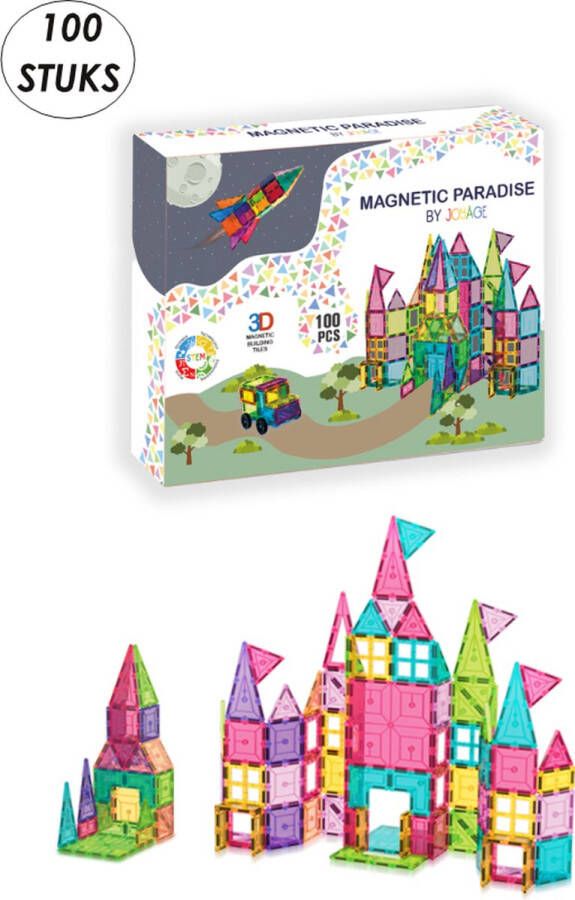 Joyage Magnetisch Speelgoed Set Joyage Magnetische Blokken 100 Stuks Constructie speelgoed jongens Magnetische bouwstenen Magnetic Tiles Magnetische tegels Magnetic toys Montessori Magnetisch Speelgoed 3 4 5 6 jaar Jongens Speelgoed 7 jaar Magnetische Bouwblokken