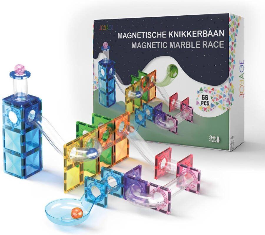 Joyage Magnetisch Speelgoed Set Joyage Magnetische Knikkerbaan 66 stuks Constructie speelgoed jongens Magnetische bouwstenen Magnetische tegels Magnetisch bouw speelgoed Magnetic toys Montessori Magnetisch Speelgoed knikkerbaan 3 4 5 6 jaar Jongens Speelgoed 7 jaar