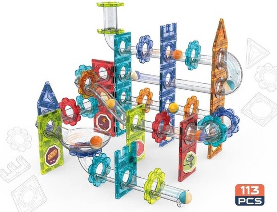 Trusticon Joyage Magnetische Knikkerbaan 113st Constructie speelgoed jongens Magnetische bouwstenen Magnetic Tiles Magnetische tegels Magnetic toys Montessori Magnetisch Speelgoed 3 4 5 6 jaar Jongens Speelgoed 7 jaar