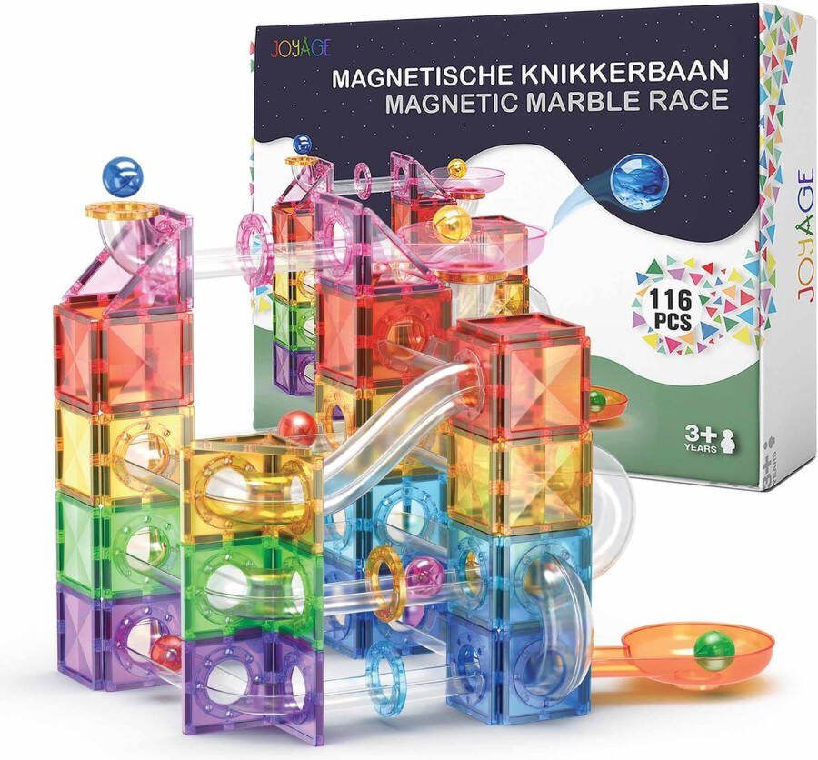 Joyage Magnetische Knikkerbaan 116 stuks Constructie speelgoed jongens Magnetische bouwstenen Magnetische tegels Magnetisch bouwspeelgoed Magnetic toys Montessori Magnetisch Speelgoed knikkerbaan 3 4 5 6 jaar Jongens Speelgoed 7 jaar