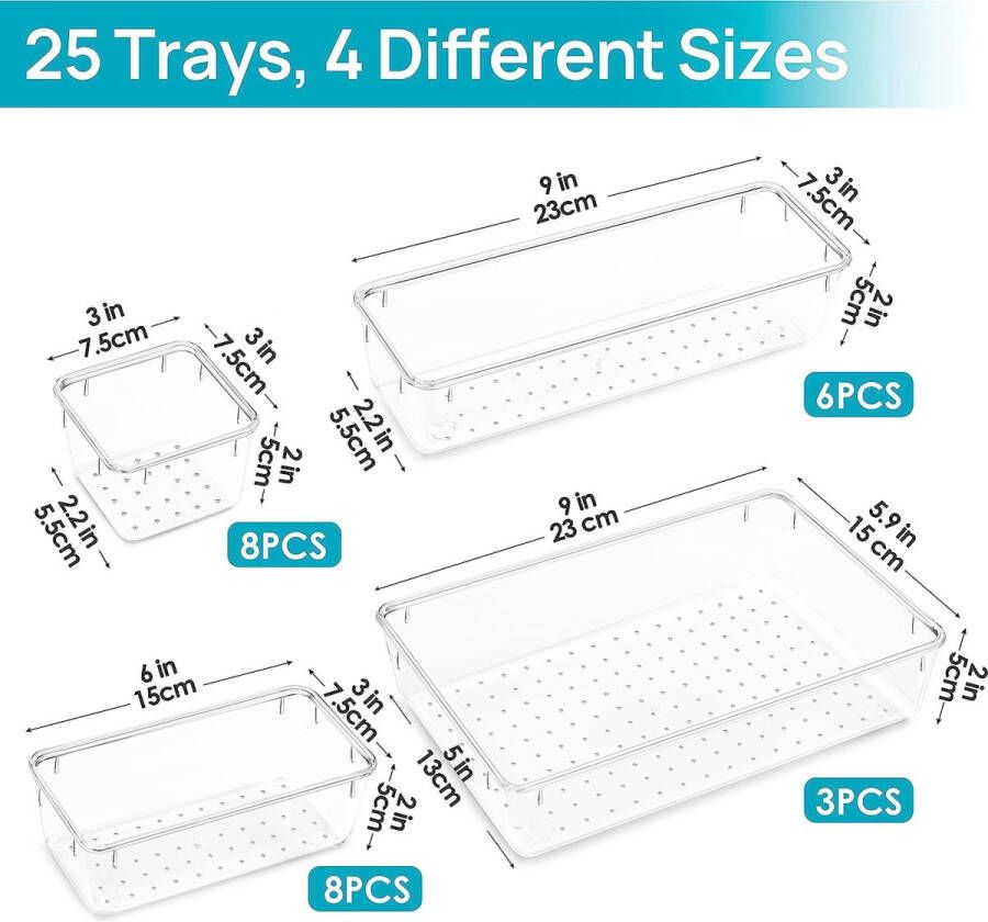 Joyage Organizer bakjes 25 stuks Organizer Keuken Organizer make up Koelkast organizer