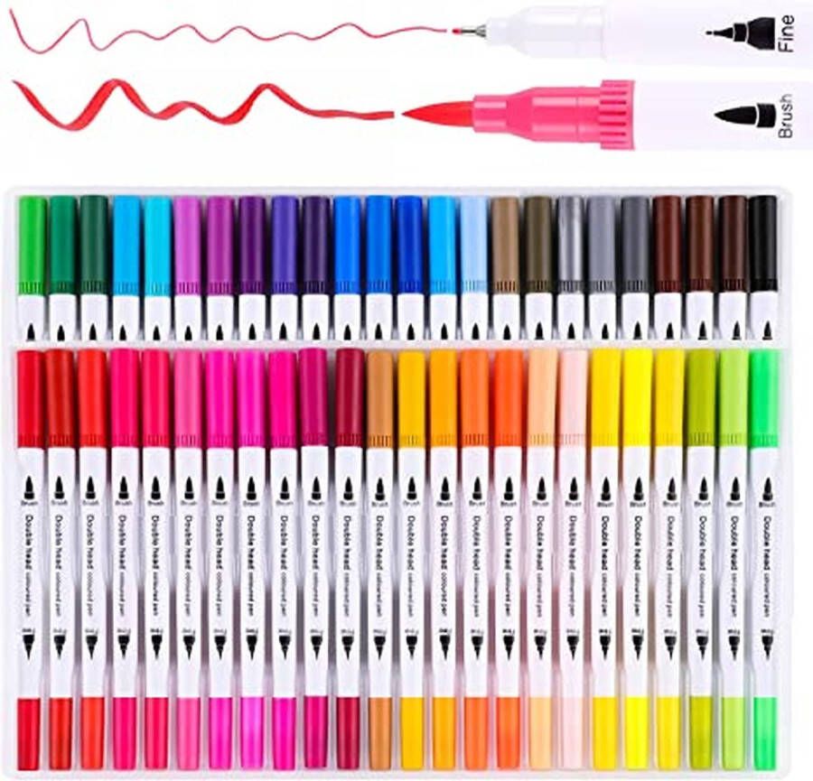 Joyage Professionele stiften voor volwassenen 36 stuks Brush pennen en Fineliners set Bullet journal producten Penseelstiften Aquarel handlettering pennen fijne dunne stiften Fineliners Kleuren Markeerstiften Kleurpennen Viltstiften